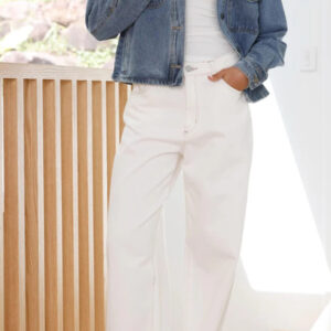 Laelia Teddy Jacket- Mid Blue Denim